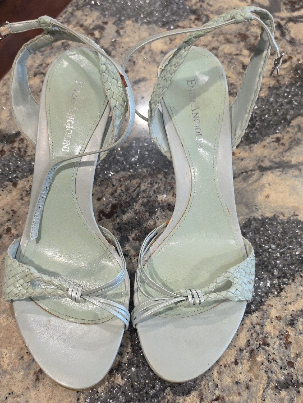 Enzo Angiolini Braided Strappy Sandals - Pale Mint